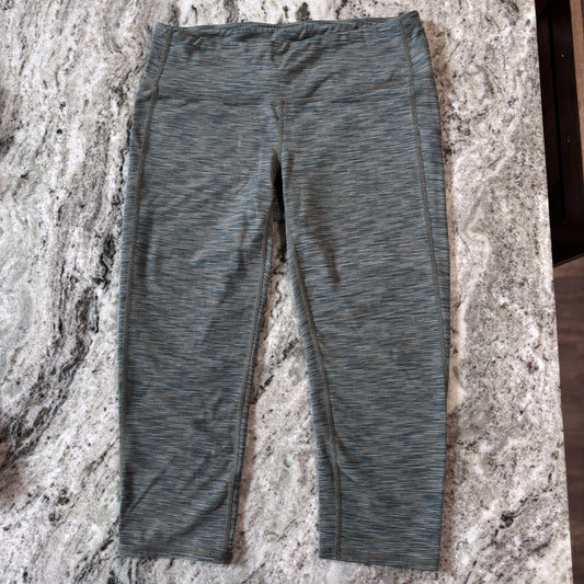 Athleta Leggings Medium Gray Blue Striped Supplex Nylon Lycra Stretch Pants