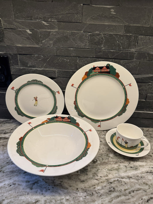 Christopher Stuart Fairway HK204 Optima Golf Coffee Cup Saucer Dinner Plate Bowl