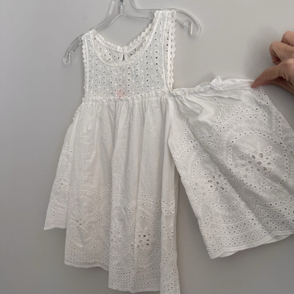 NWT Entro Boutique White Eyelet Lace Cold Shoulder Boho Bell Sleeve Top S Womens