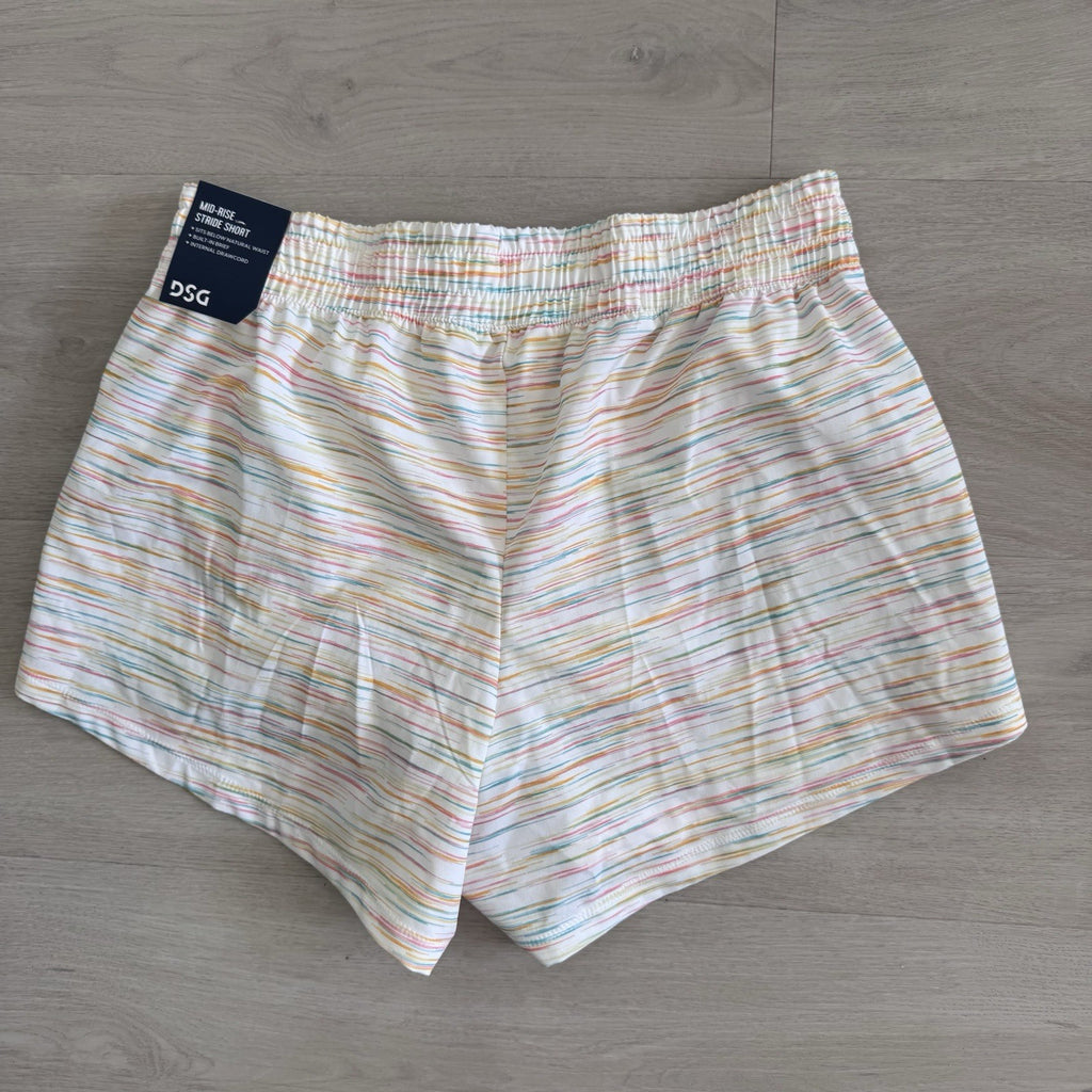 DSG Girls XL 16 Stride Shorts Multicolor Stripe Built In Brief NWT