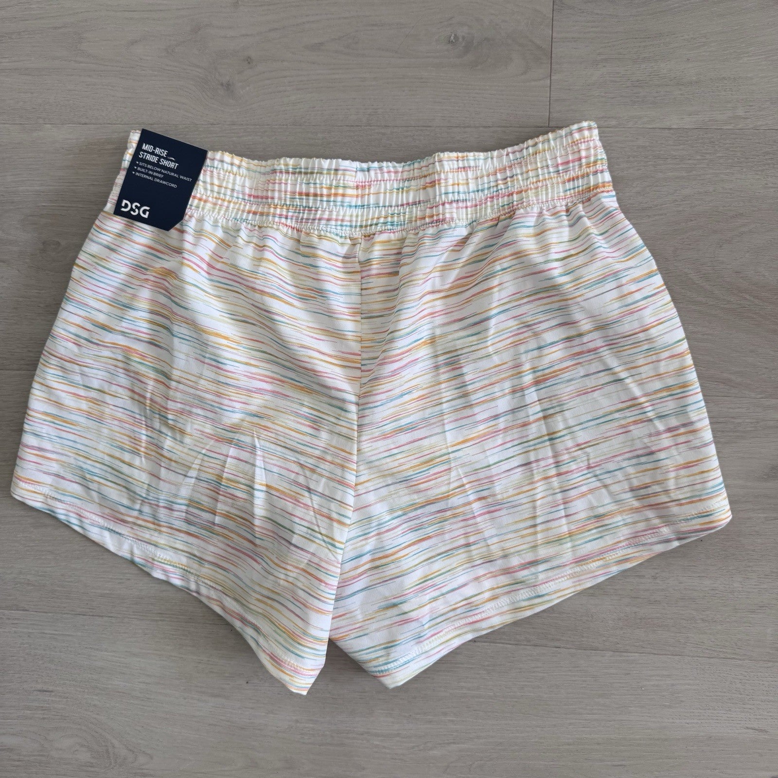 DSG Girls XL 16 Stride Shorts Multicolor Stripe Built In Brief NWT