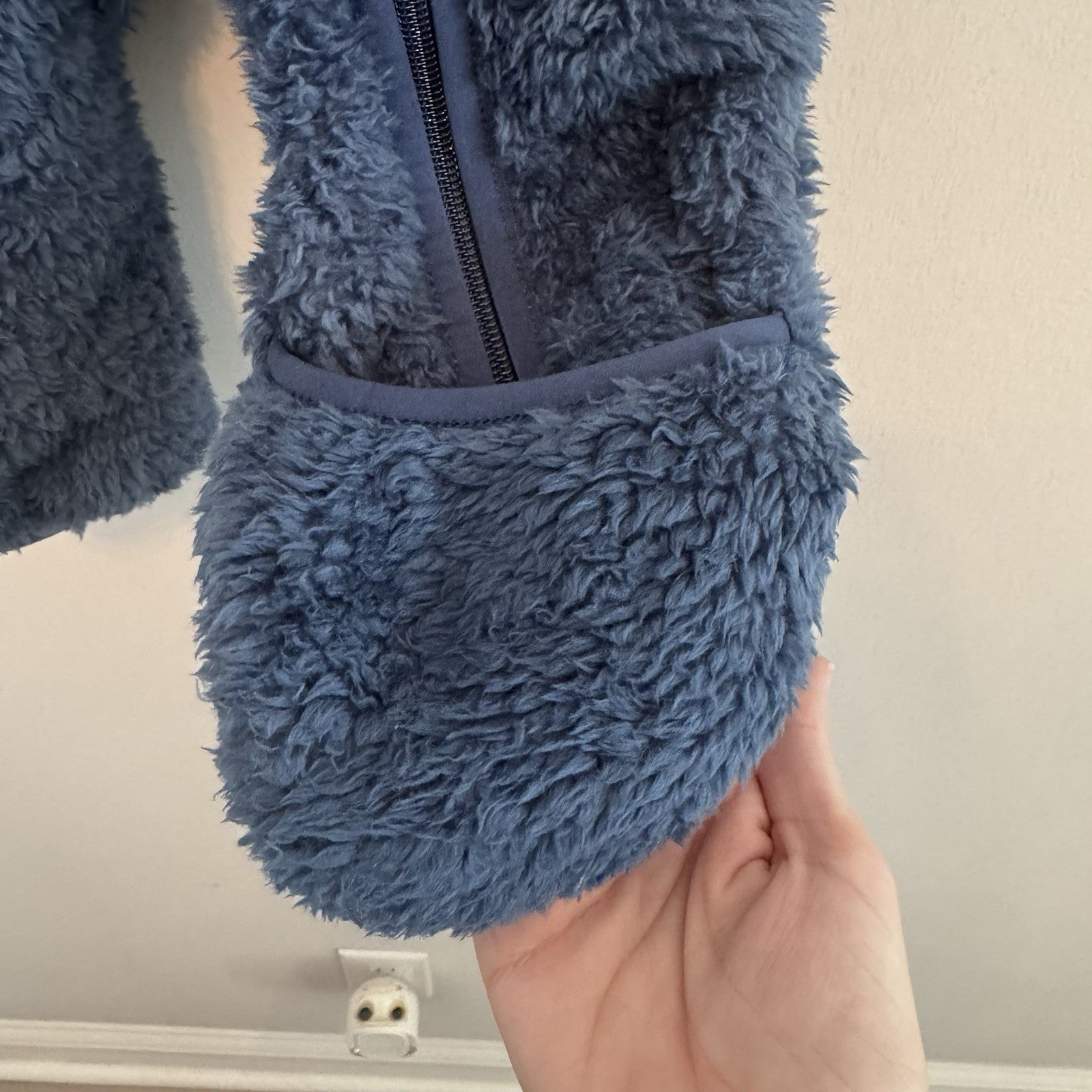 NWT The North Face Baby Bear 1PC Fleece Bunting 12-18M Blue Hooded