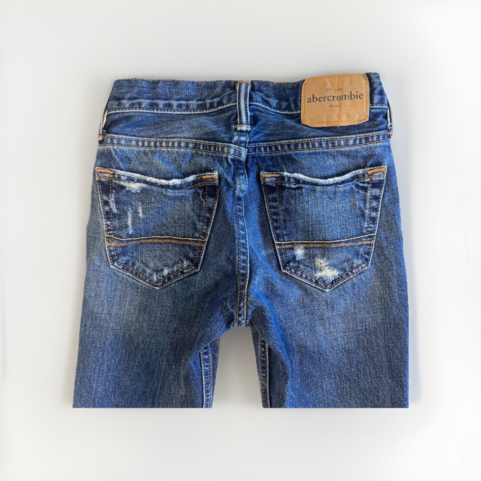 Abercrombie Kids Boys Size 10 Slim Straight Jeans Distressed Dark Wash Denim