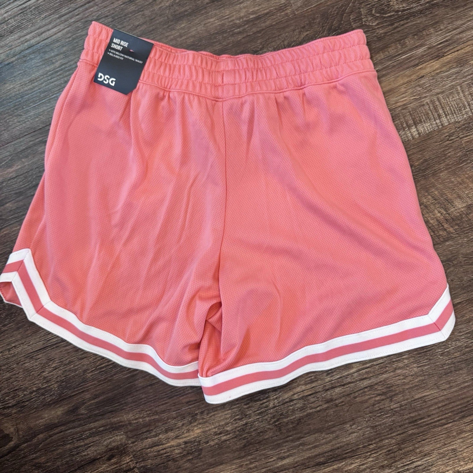 DSG Girls Mesh Shorts Coral Sky Size L NWT $20 Mid Rise Relaxed Fit Pink