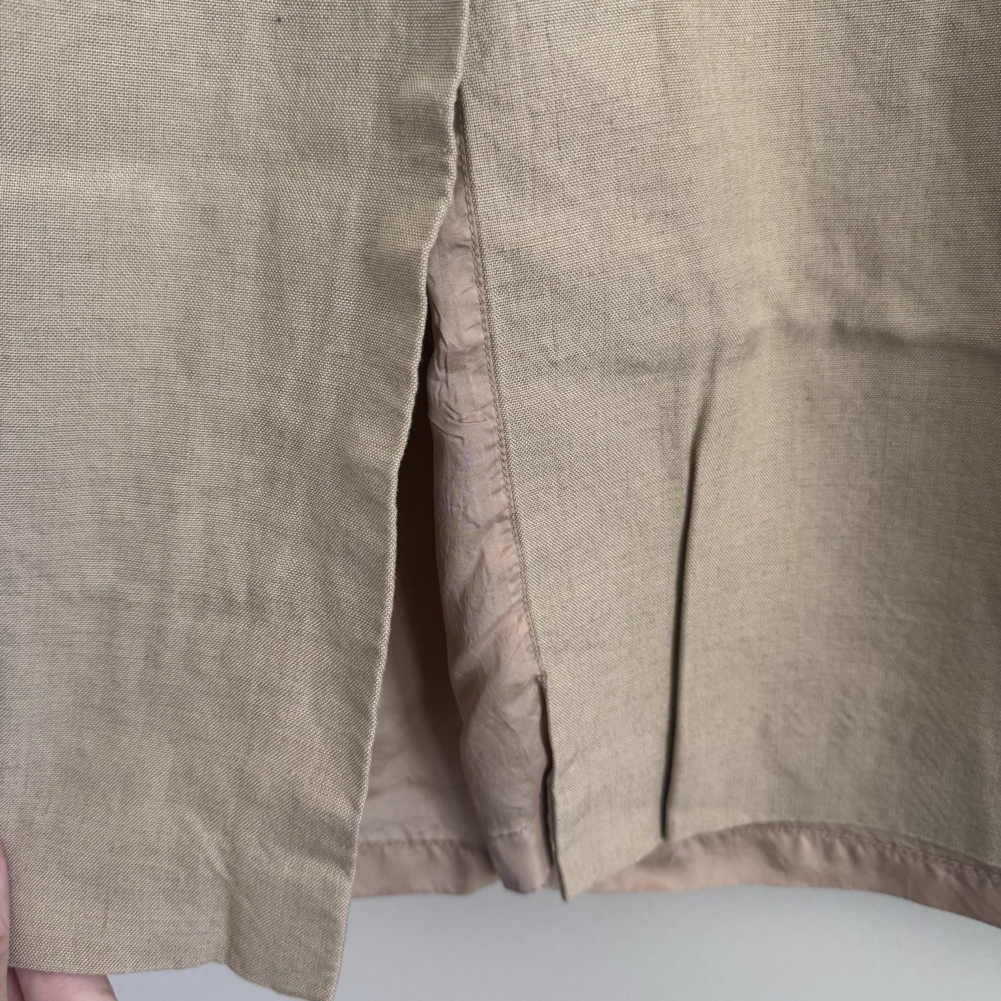 Y2K Talbots Linen Blend Skirt 10 Beige Midi Lined Classic Career