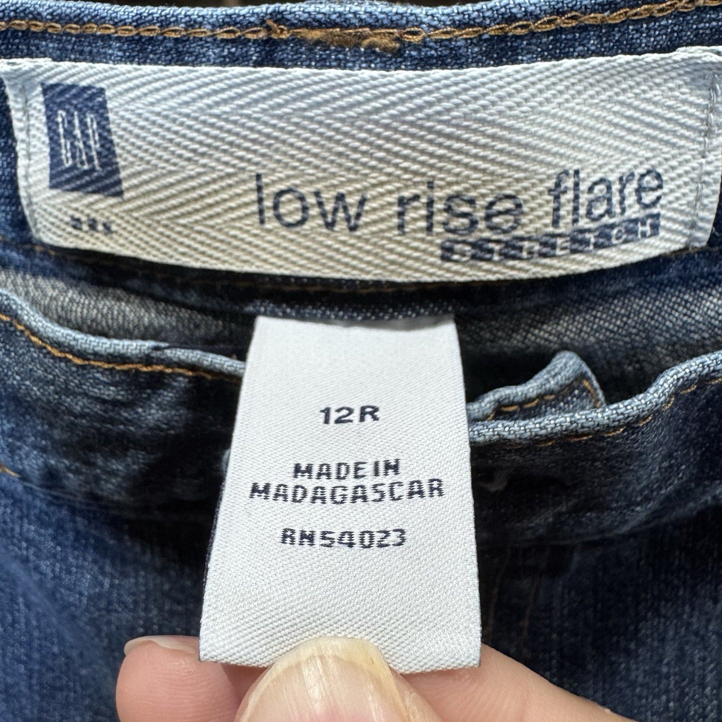 Vintage GAP Low Rise Flare Jeans 12R Blue Y2K Stretch Denim Made in Madagascar