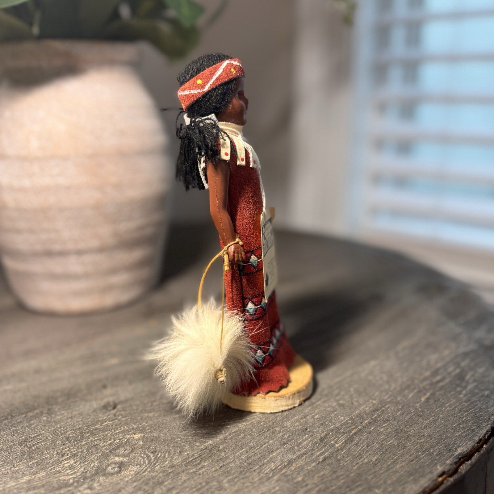 Vintage Indien Art Eskimo Doll Saint-Tite Quebec Canada Leather Suede 7.5" Tag