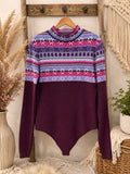 NWT Free People Intimately Fair Isle Knit Bodysuit Sweater Pink Purple L Women’s