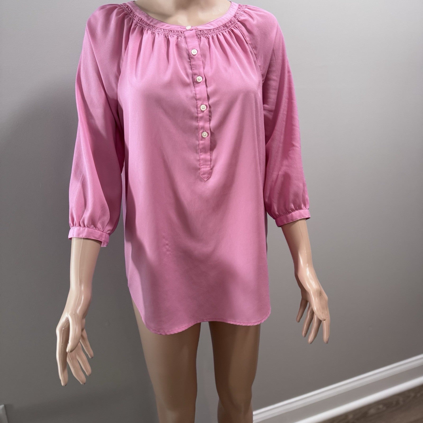 Lauren Ralph Lauren Pink Blouse Women’s Small 3/4 Sleeve Button Front Top