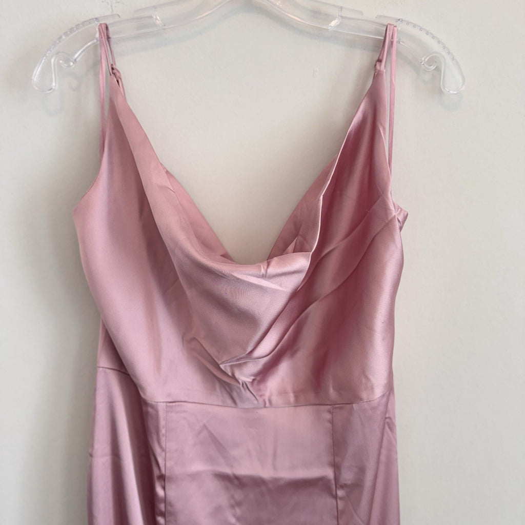Maniju Women's Mauve  Maxi Dress Size Medium Cowl Neck Formal Evening Gown Prom