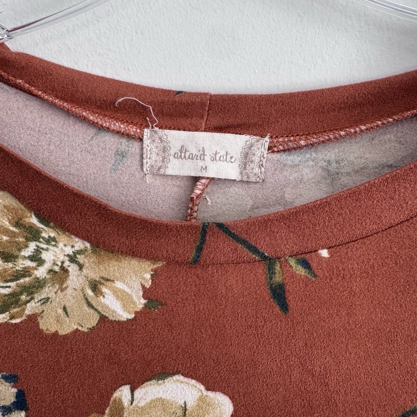 Altard State Floral Dress Medium Rust Cold Shoulder Long Sleeve