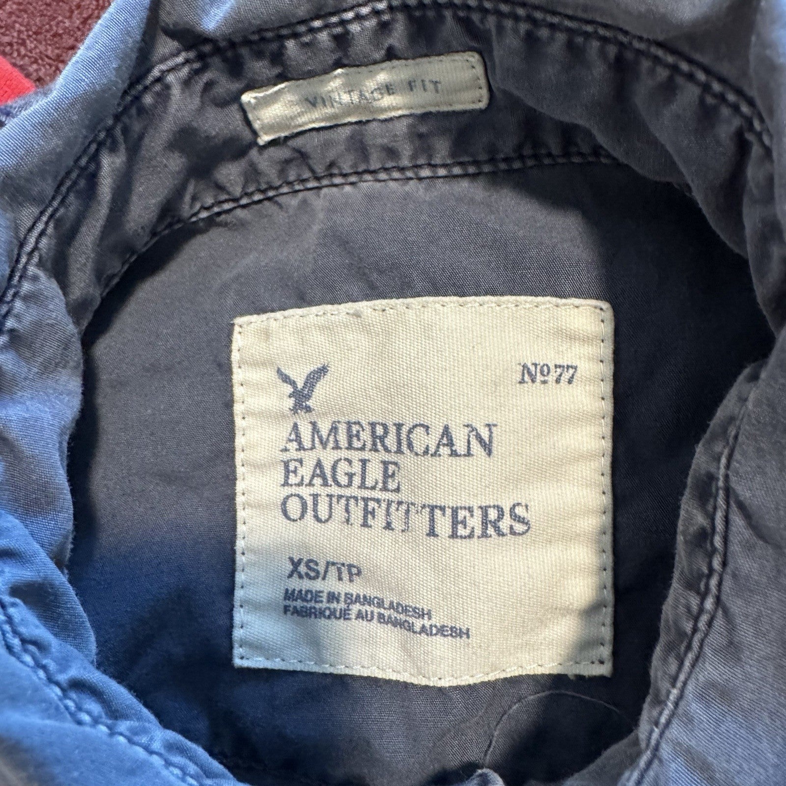 American Eagle Western Shirt XS Blue Snap Button Long Sleeve No. 77