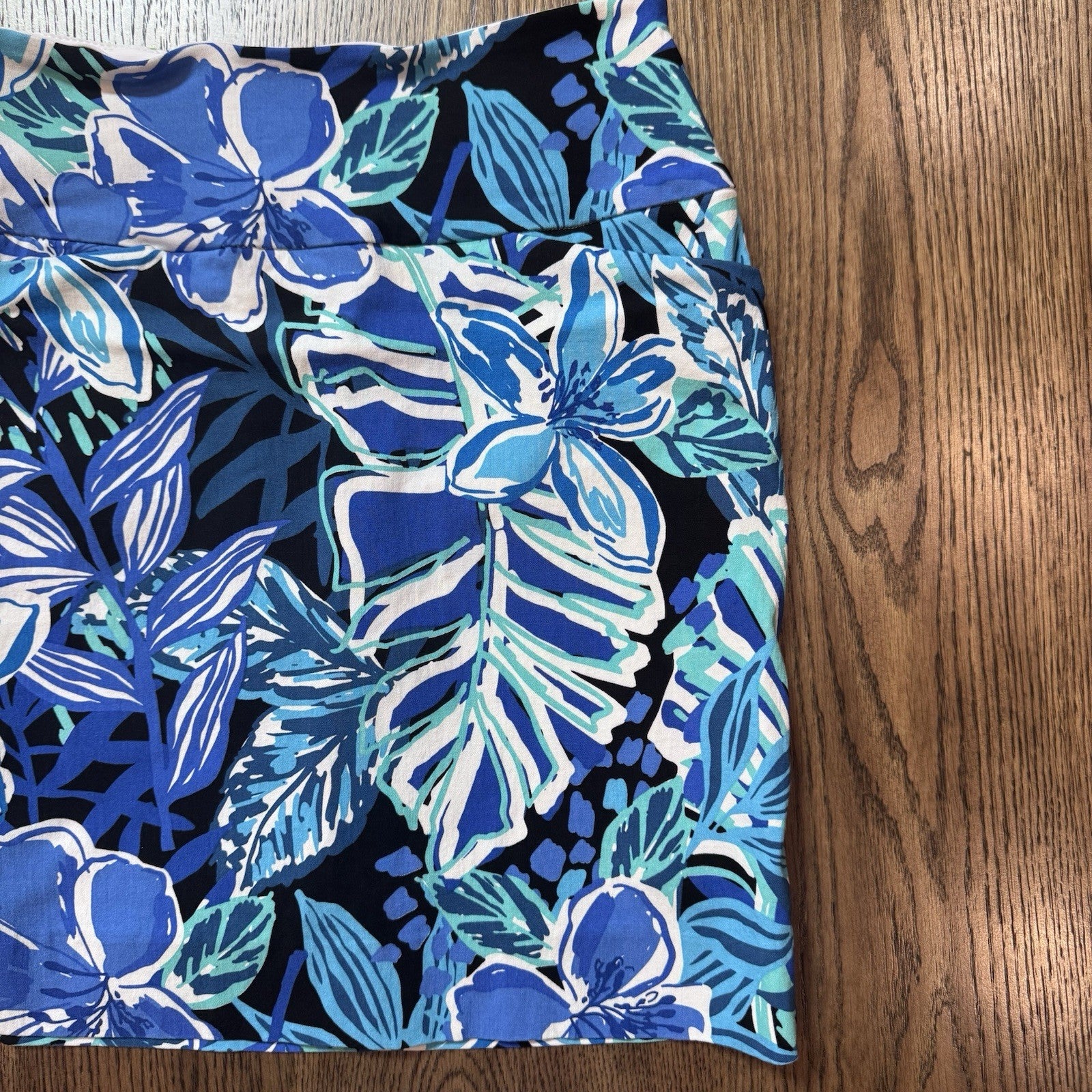 Swing Control Tropical Floral Golf Skort Size 4 Blue Green Stretch Lined