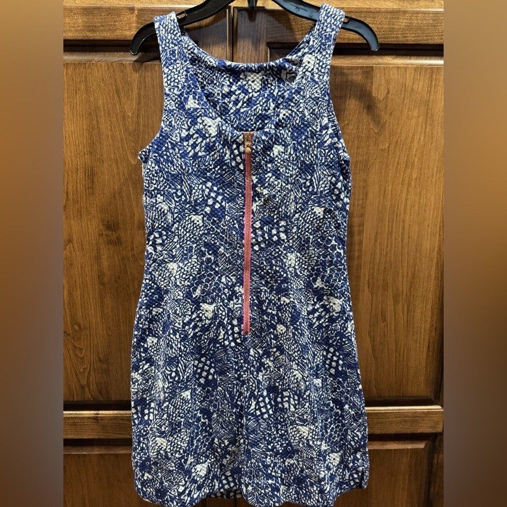 Lilly Pulitzer Navy Blue & White Upstream Koi Sleeveless Shift Dress 2