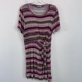 Entro Striped Tie Front Dress Women’s Large Ribbed Burgundy Boho Boutique Dress