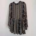 Earthbound Trading Co Boho Floral Bell Sleeve Mini Dress Small Black  Women’s