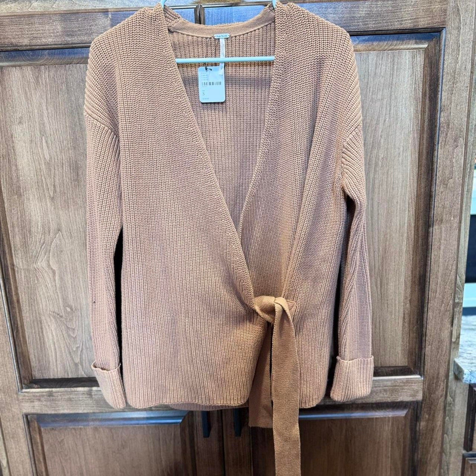 Free People Belted Knit Wrap Sweater - Size Small (NWT)- Retail $120