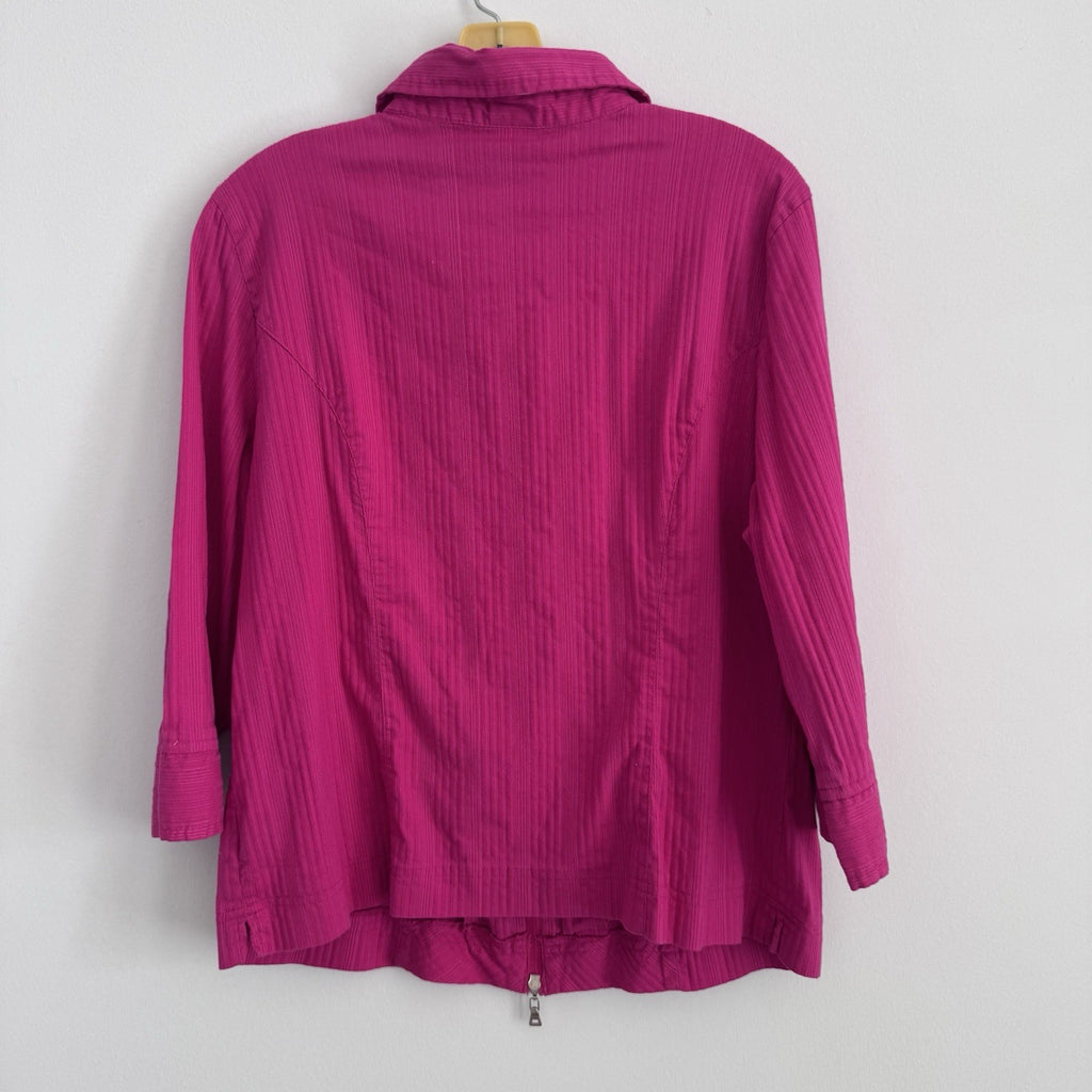 Faded Glory Plus 16W Pink Zip Front Stretch Jacket Top Cotton Blend 