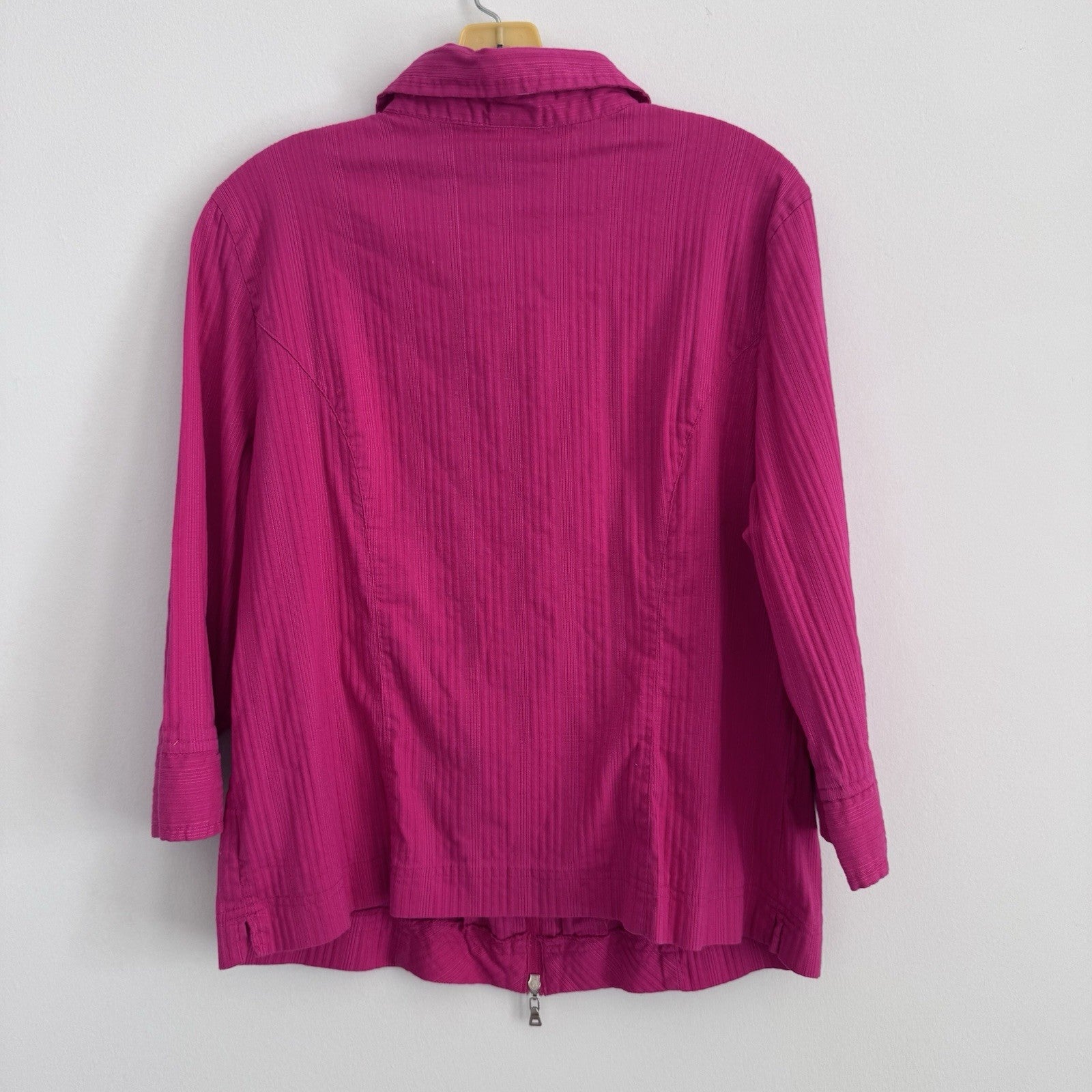 Faded Glory Plus 16W Pink Zip Front Stretch Jacket Top Cotton Blend 