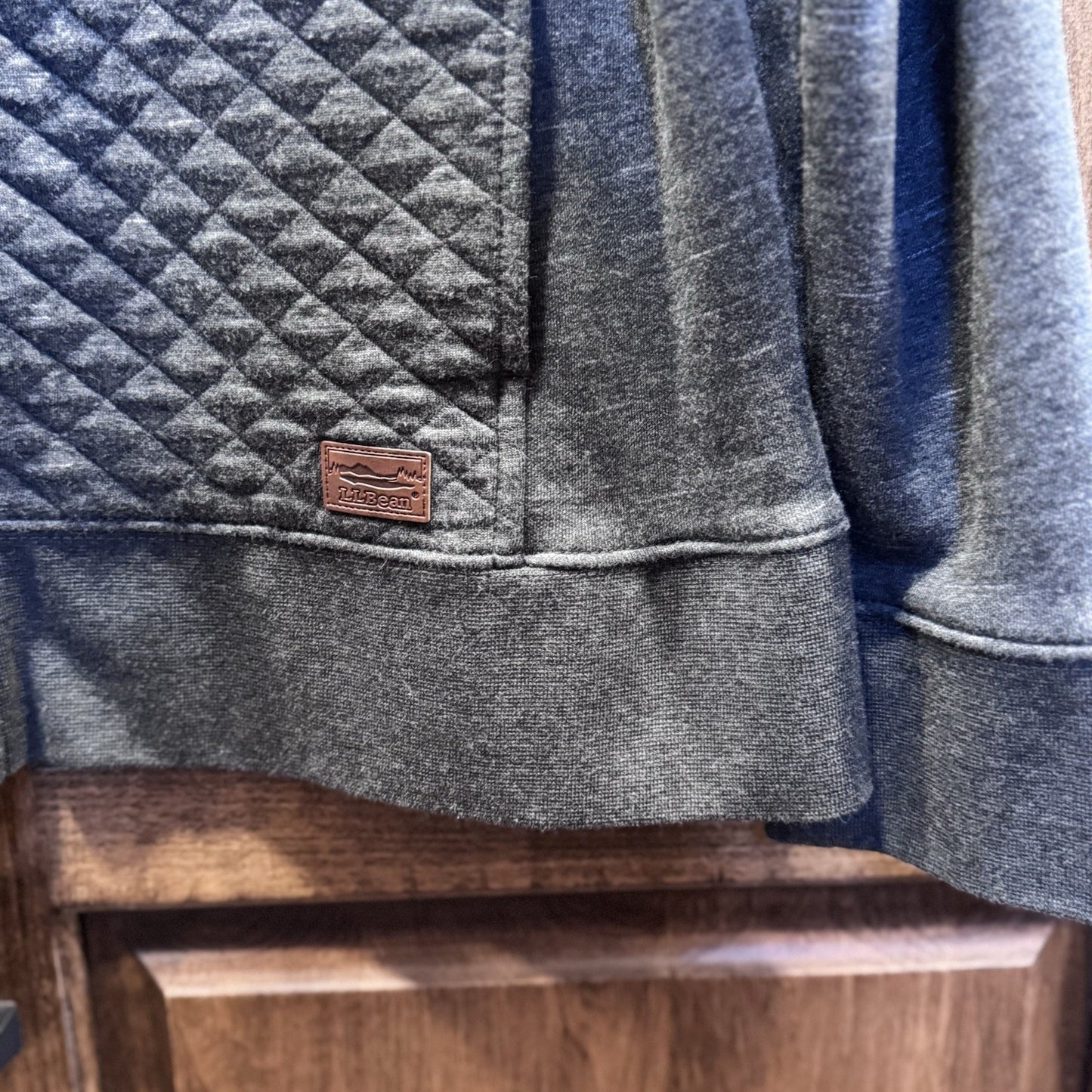 LL Bean Quilted Sweatshirt Full Zip Grey Women’s Cardigan Size Large