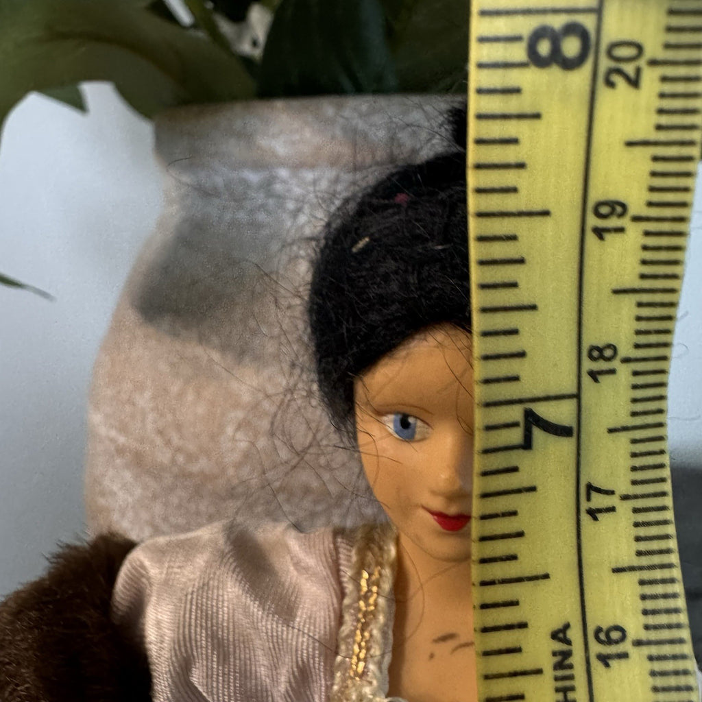 Vintage Souvenir Doll Italy Venice Princess Lace Crinoline Fur Stole 1950s 7"