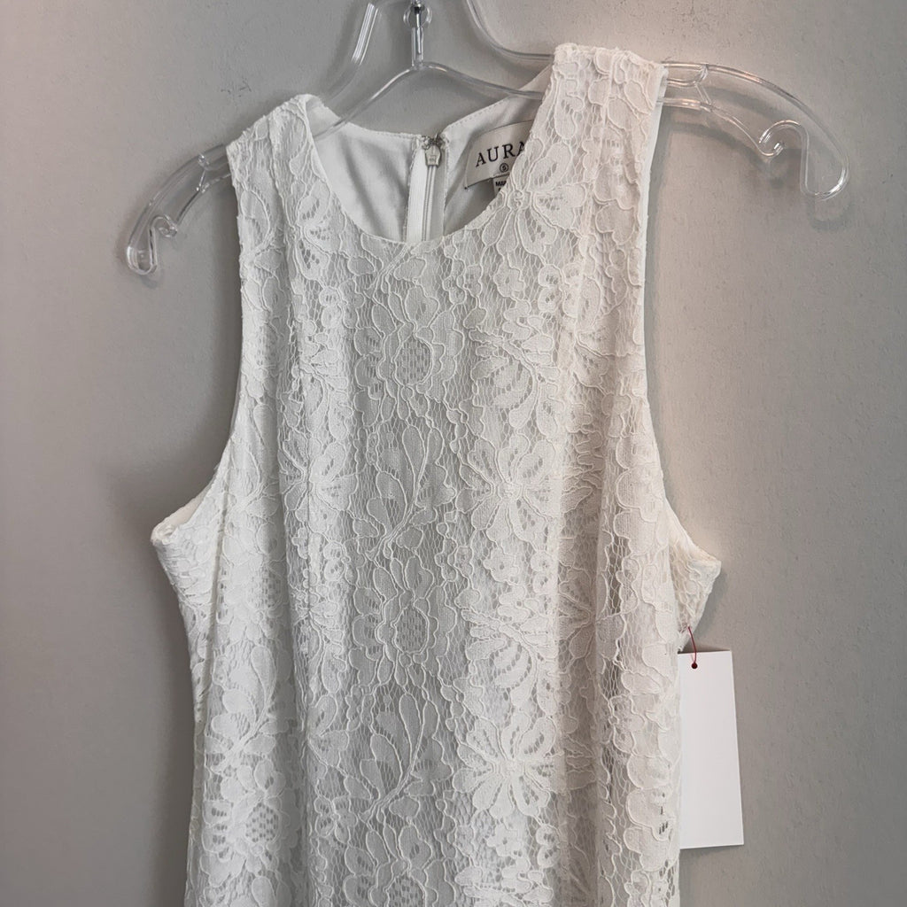 NWT Aura Red Dress Boutique White Lace Maxi Dress Sleeveless Women’s Small