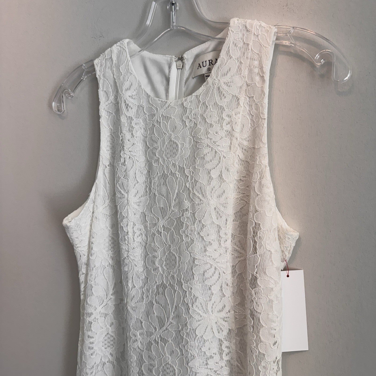 NWT Aura Red Dress Boutique White Lace Maxi Dress Sleeveless Women’s Small