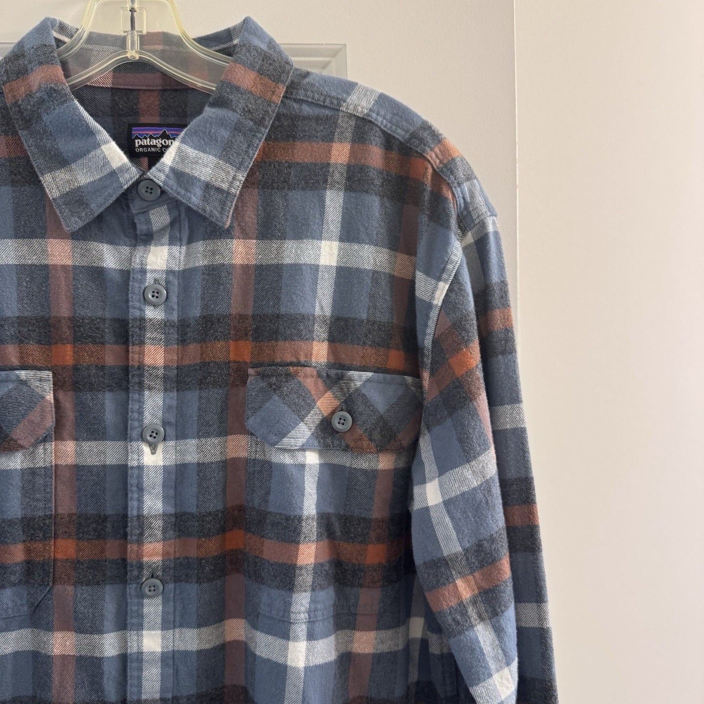 Patagonia Organic Cotton Flannel Shirt Men’s Large Plaid Long Sleeve Blue Red