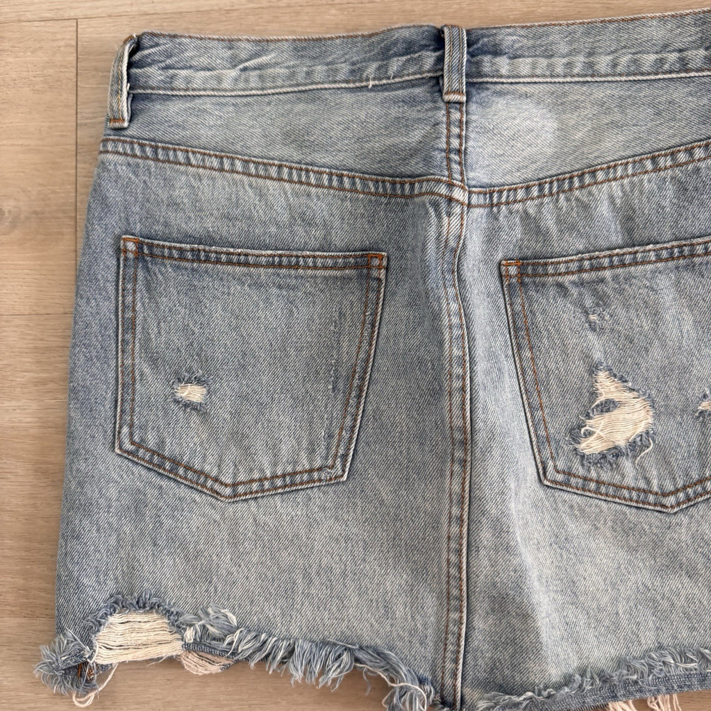 Free People We The Free Distressed Denim Skirt 27 Raw Hem Y2K Women’s