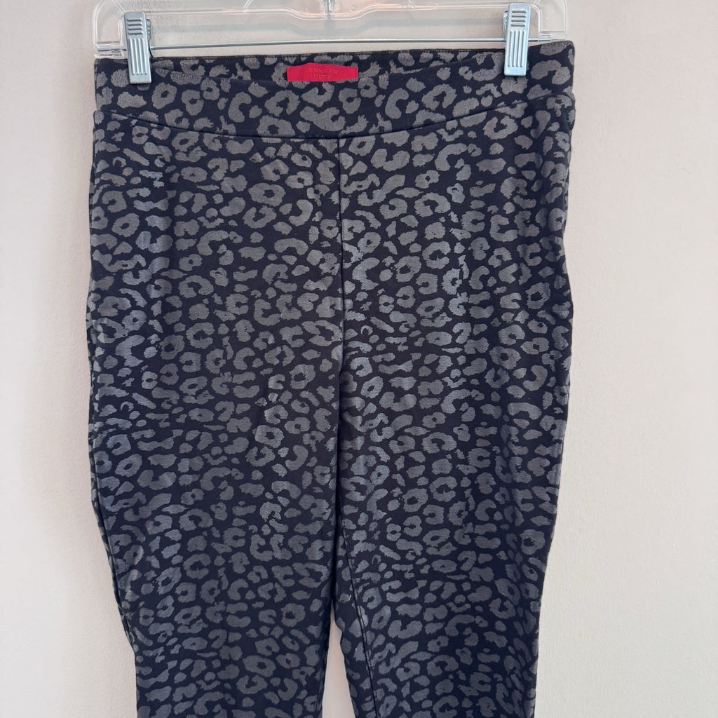Jennifer Lopez Leopard Print Skinny Pants Black Grey High Waisted Stretch Medium