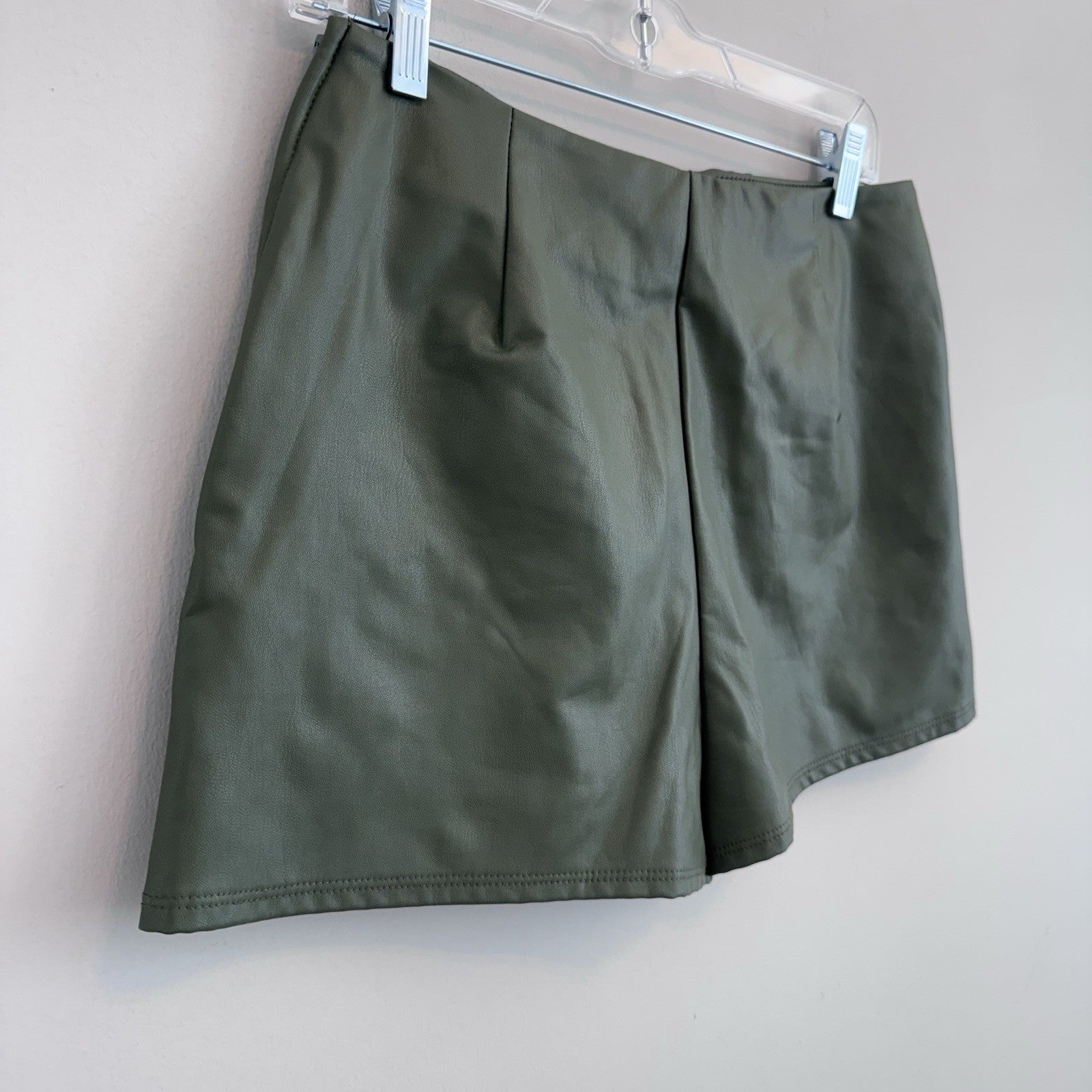 Altar’d State Olive Faux Leather Skort Skirt Shorts M Wrap Mini USA