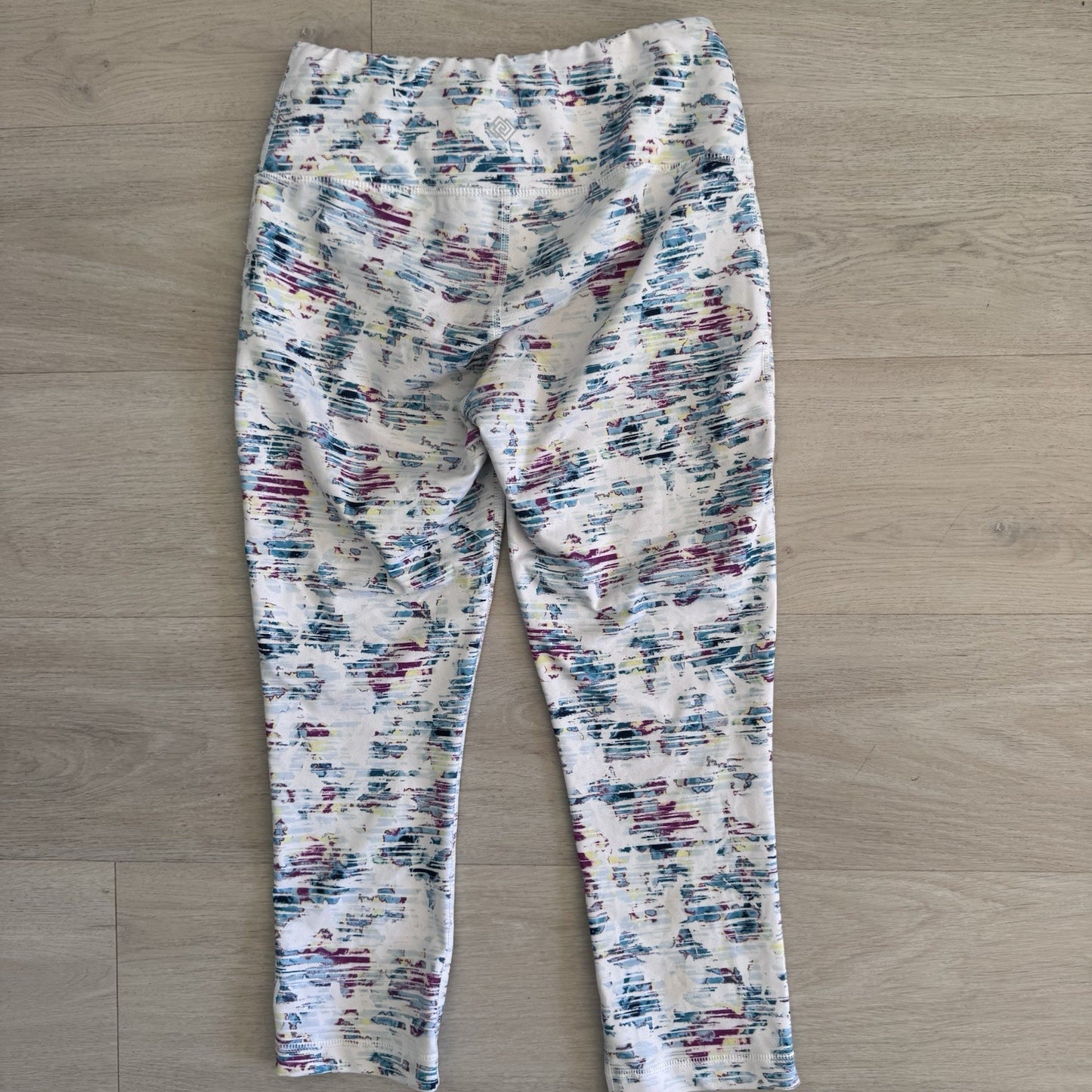 Zelos Women’s Leggings Small White Abstract Print Stretch Athletic Yoga Pants 