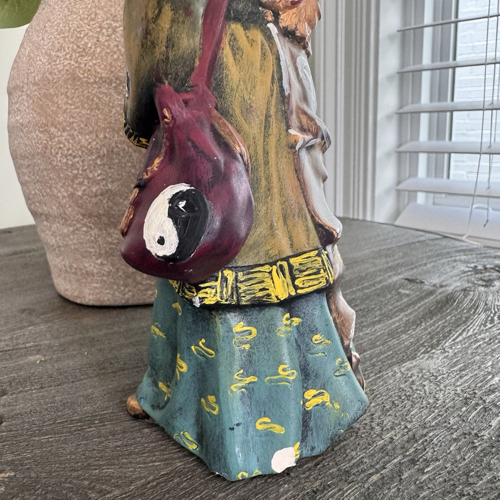 Vintage Oriental Wizard Figurine Wise Man Yin Yang Immortals Chinoiserie 9"