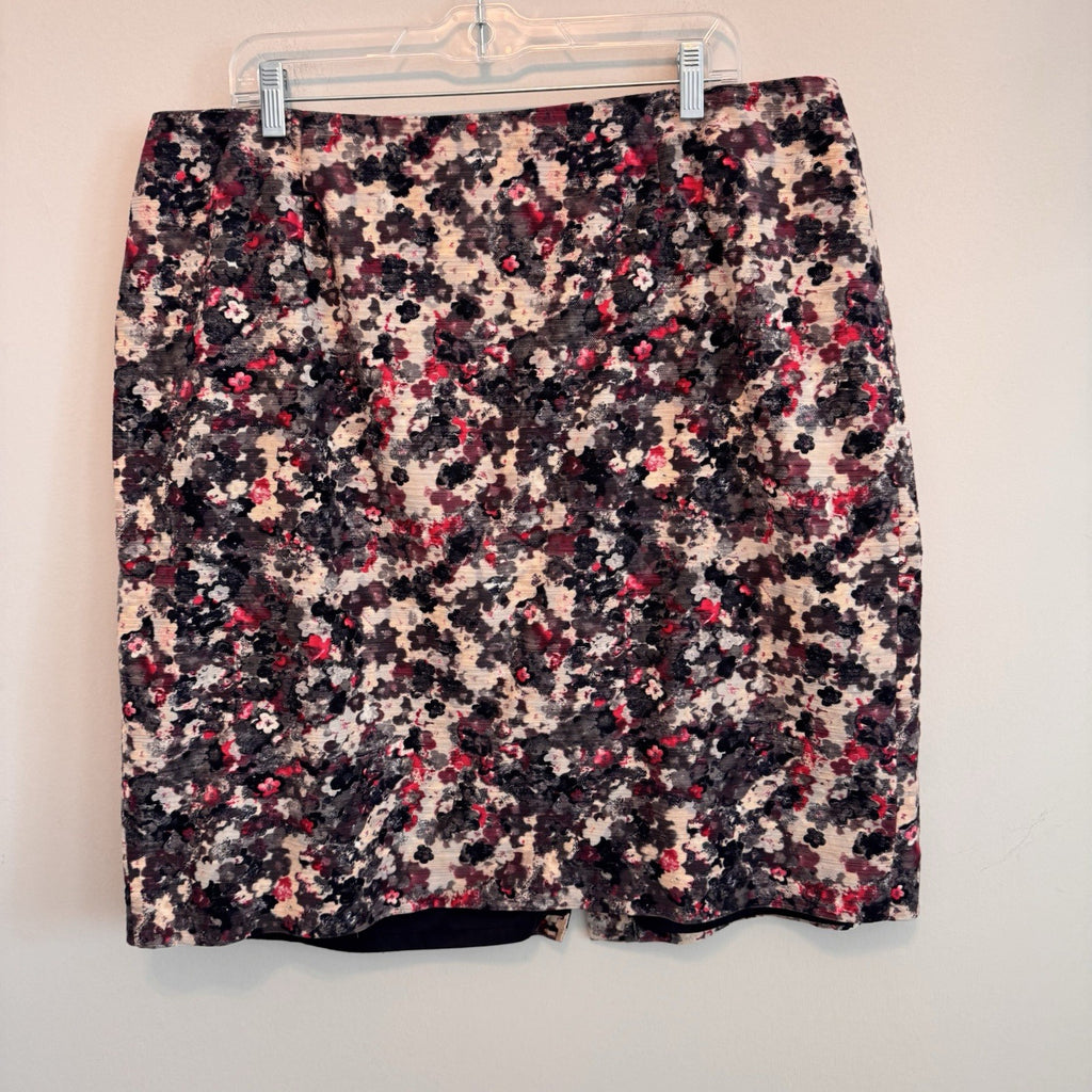Talbots Women’s Skirt Lot 18W Blue Career Floral Textured Lined 2pc
