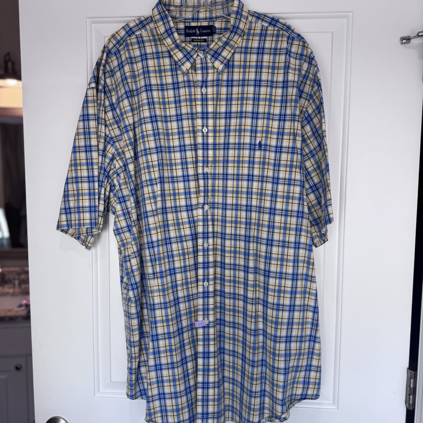 Ralph Lauren Classic Fit Plaid Button Down Shirt Mens 3XLT Big Tall