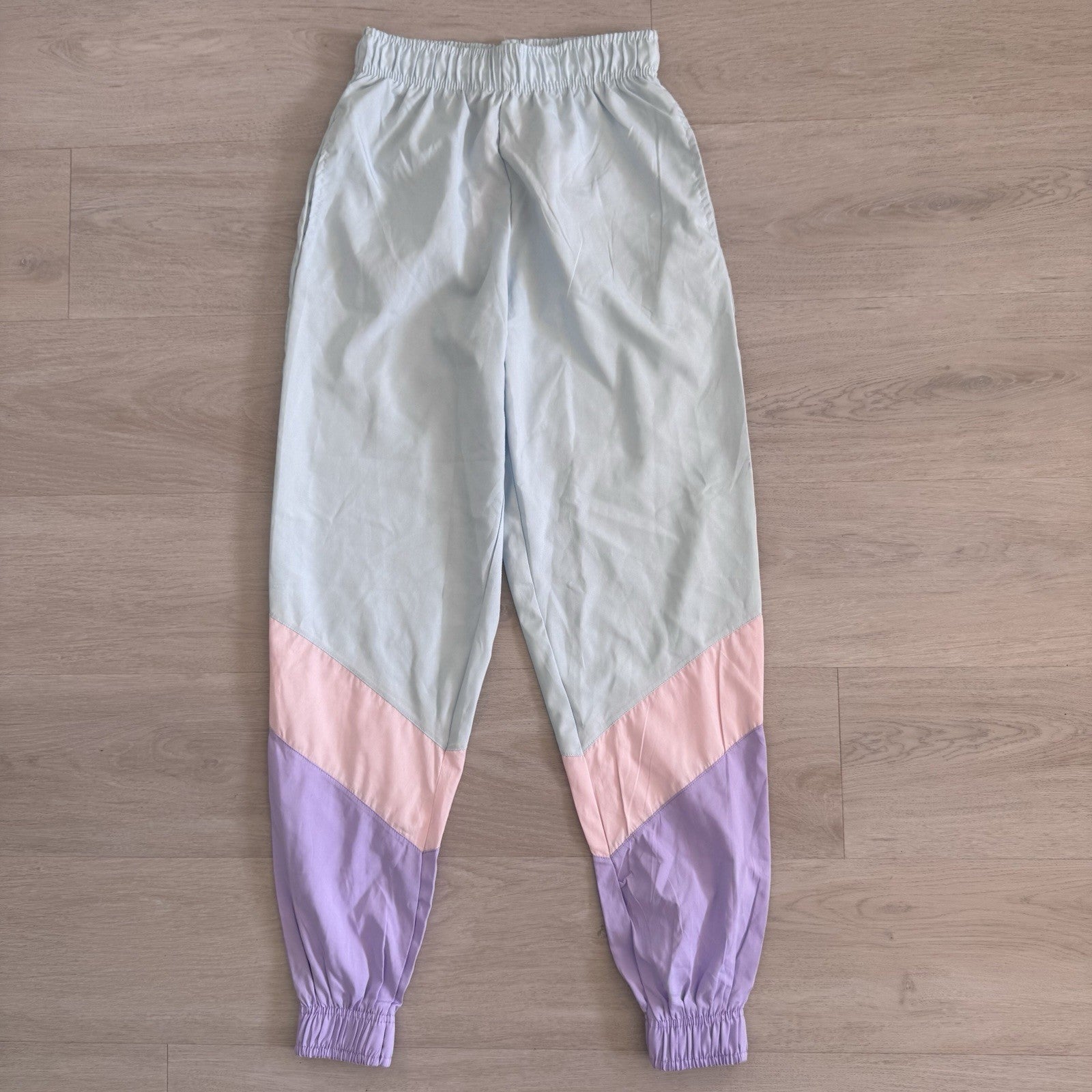 PrettyLittleThing Contrast Panel Joggers Blue Peach US 4 NWT