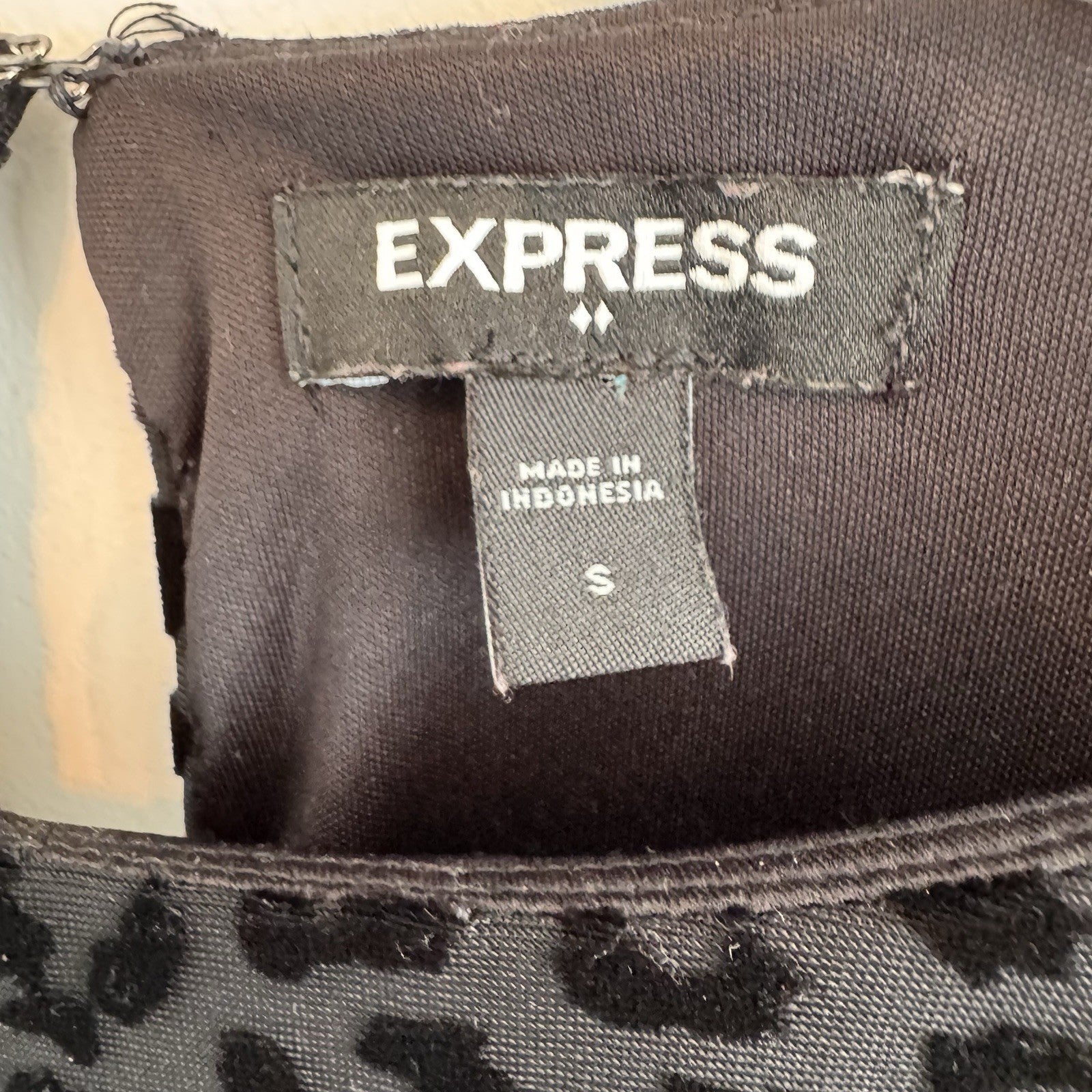 Express Women Small S Leopard Print Burnout Velvet Dress Puff Sleeve Mob Wife