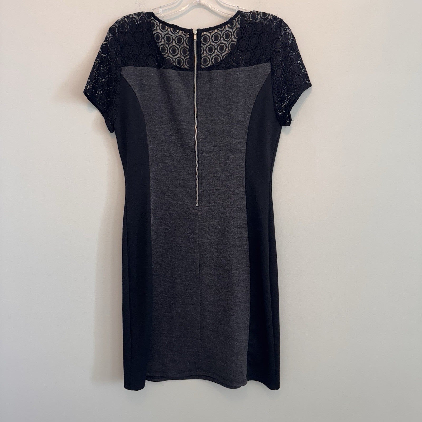 NWT 41 Hawthorn Truly Poppy Becka Lace Trim Sheath Dress Dark Grey Medium