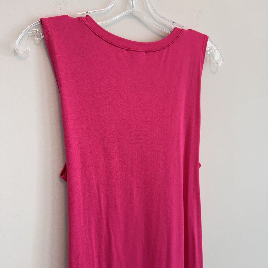 Pink Lily Women’s XL Hot Pink Sleeveless Front Tie Knot T-Shirt Mini Dress USA