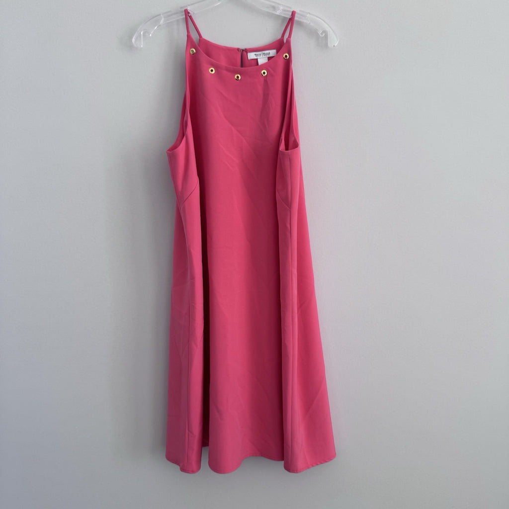 White House Black Market Tangerine Dress 14 Gold Grommet Midi NWT