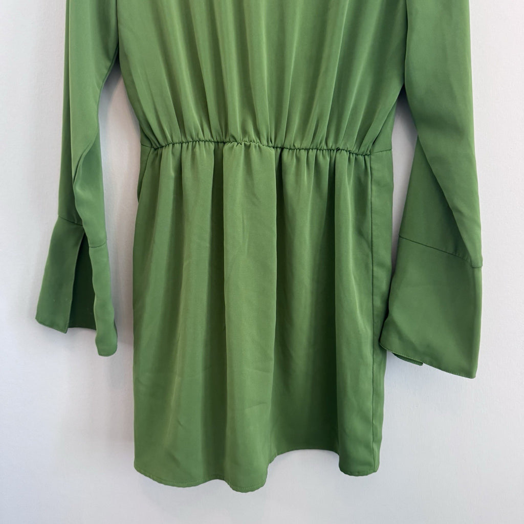 Abercrombie & Fitch Green Mini Shirt Dress Twist Front Size SP