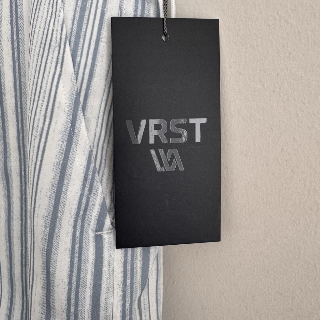 NWT VRST Men's 5” Resort Short, Muted Denim Calm Stripe, Size Small