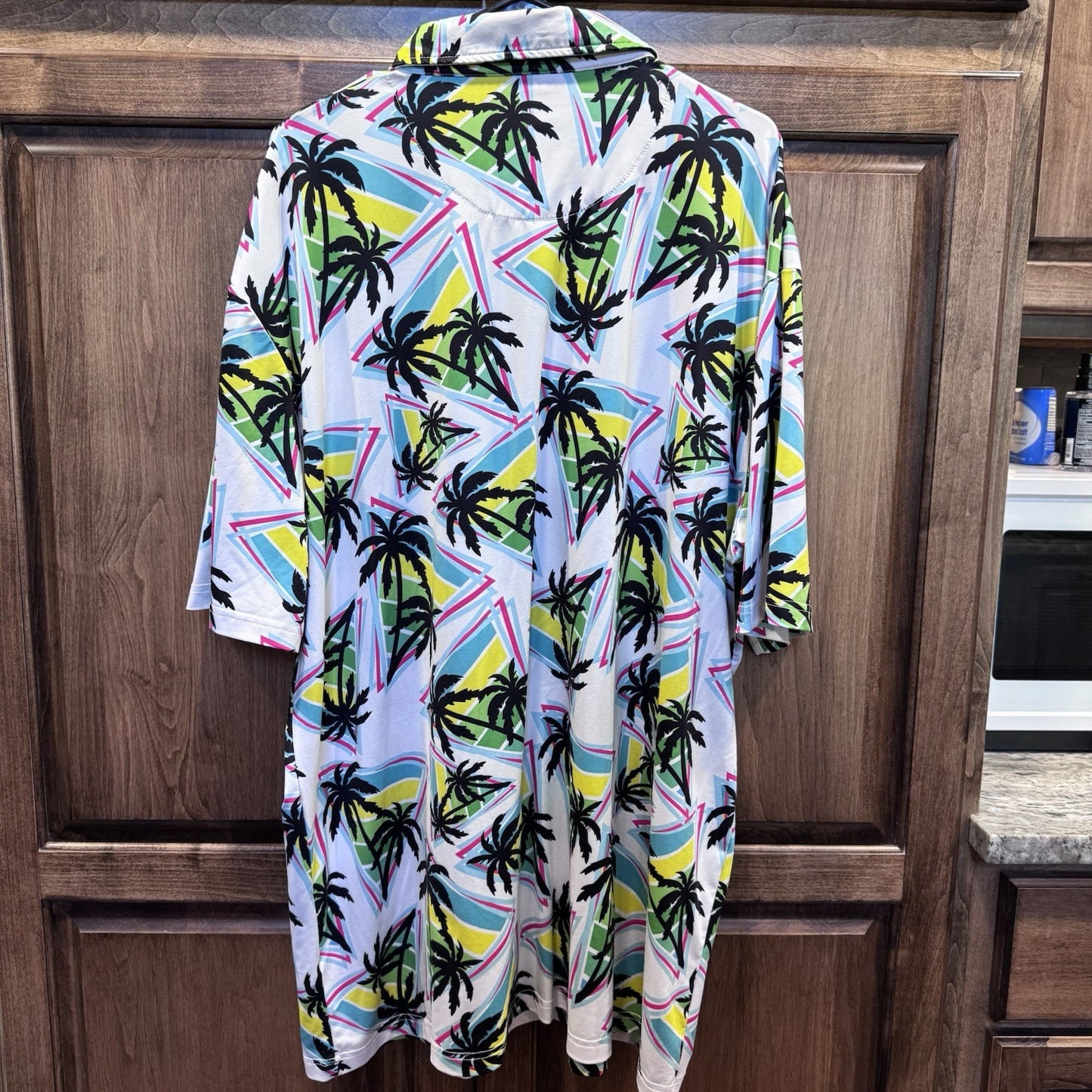 Men’s 3X Palm Tree Polo Shirt | Tropical Retro Print | Fun In The Sun