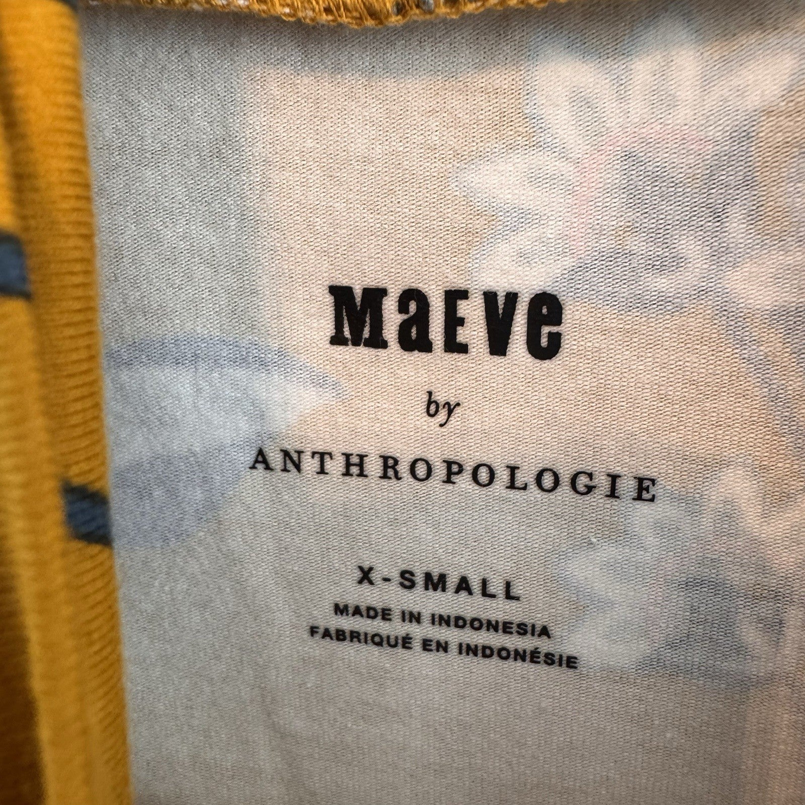 Maeve Anthropologie Floral Mock Neck Top XS Mustard Long Sleeve NWT Boho