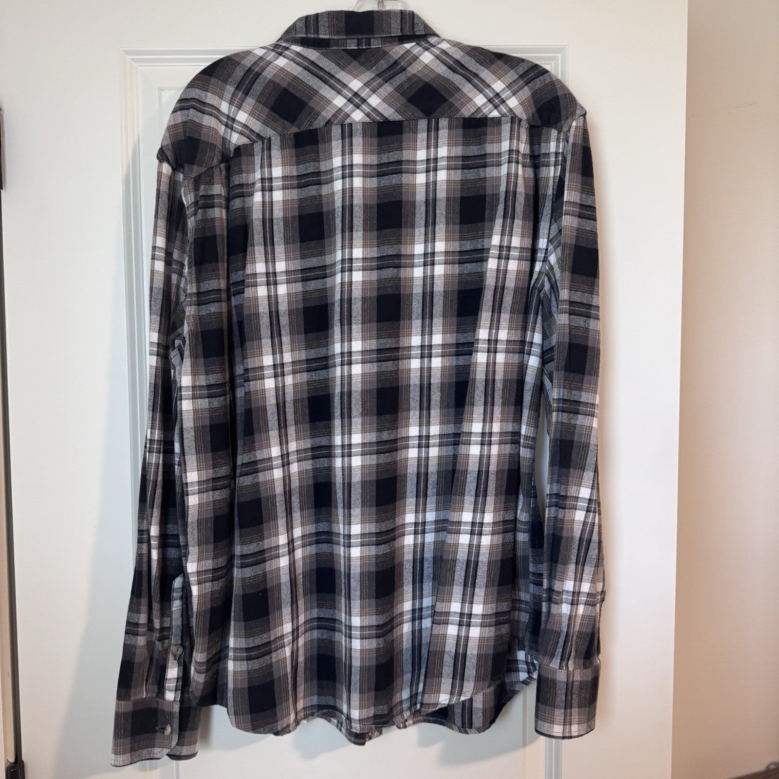 Sean John Men’s Plaid Flannel Shirt 2XL Tailored Fit Long Sleeve Cotton Gray