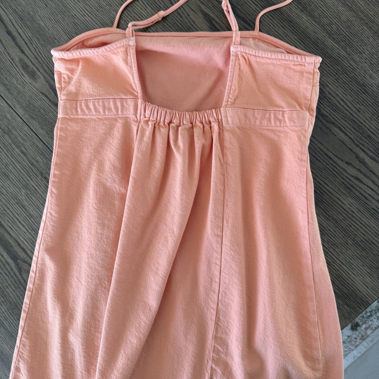 American Eagle Orange Denim Fit & Flare Dress Medium M Sundress Criss Cross Back