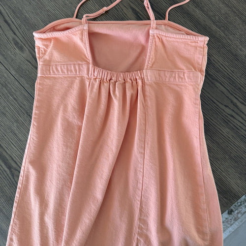 American Eagle Orange Denim Fit & Flare Dress Medium M Sundress Criss Cross Back