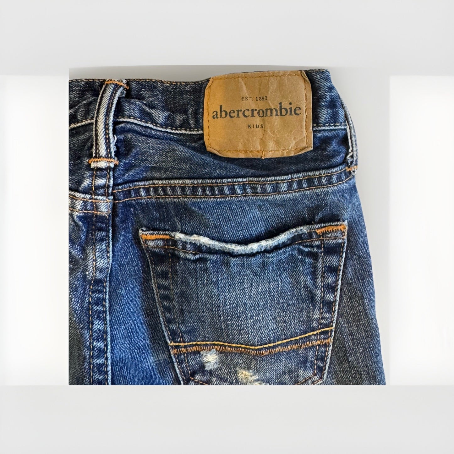 Abercrombie Kids Boys Size 10 Slim Straight Jeans Distressed Dark Wash Denim