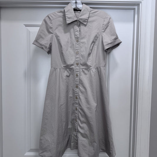 The Limited Women’s Size 8 Button Front Shirt Dress Short Sleeve Taupe Cotton