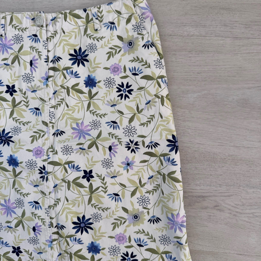 J Jill Women’s Live In Chino Floral Mini Skirt 2P Cotton Stretch